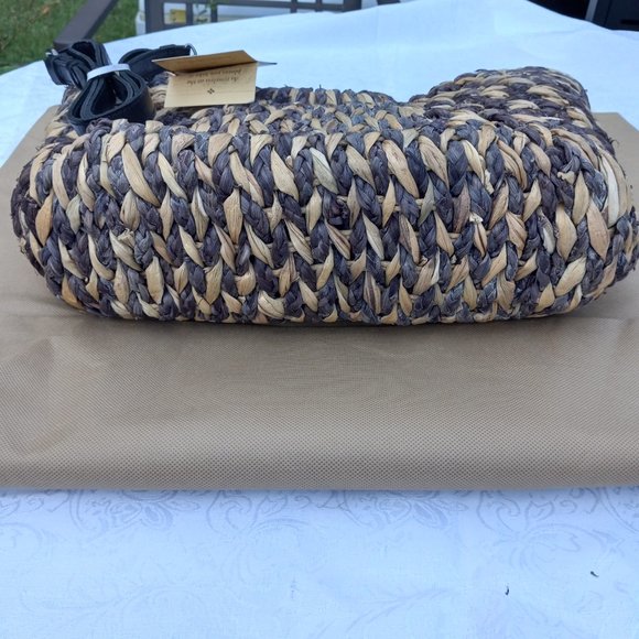 NWT PATRICIA NASH WOVEN STRAW TOTE BAG // CROSS BODY BAG WITH LEATHER STRAP - Picture 13 of 16